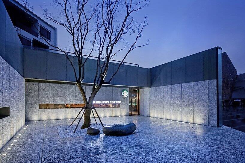 上海庭院式星巴克咖啡店空間設計效果圖