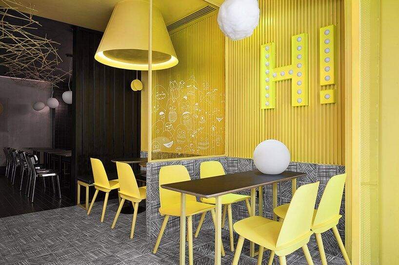 黃色童年涂鴉主題茶飲店設計：佛山“hi-pop”