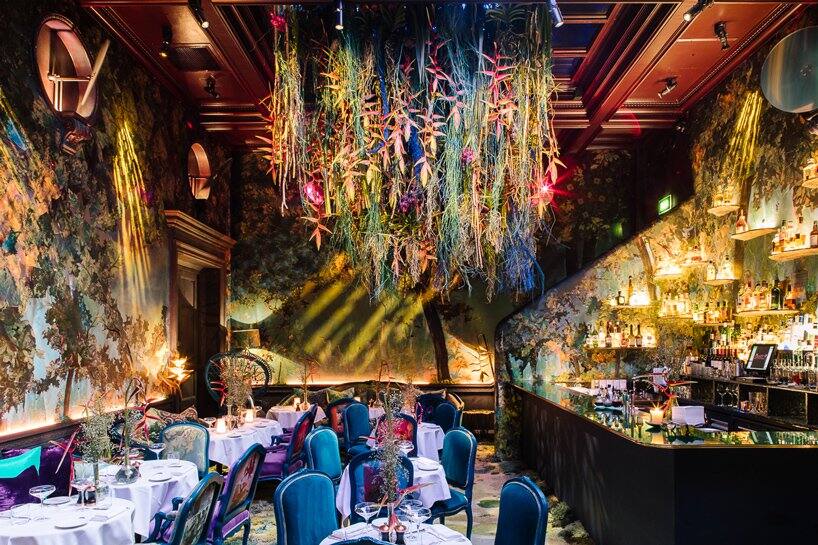 伦敦的速写主题餐厅设计-花店用田园风格的花朵打造的西餐厅